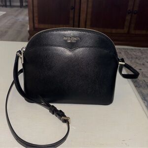 Kate Spade New York Payton Dome Sleek Black Leather Crossbody Bag